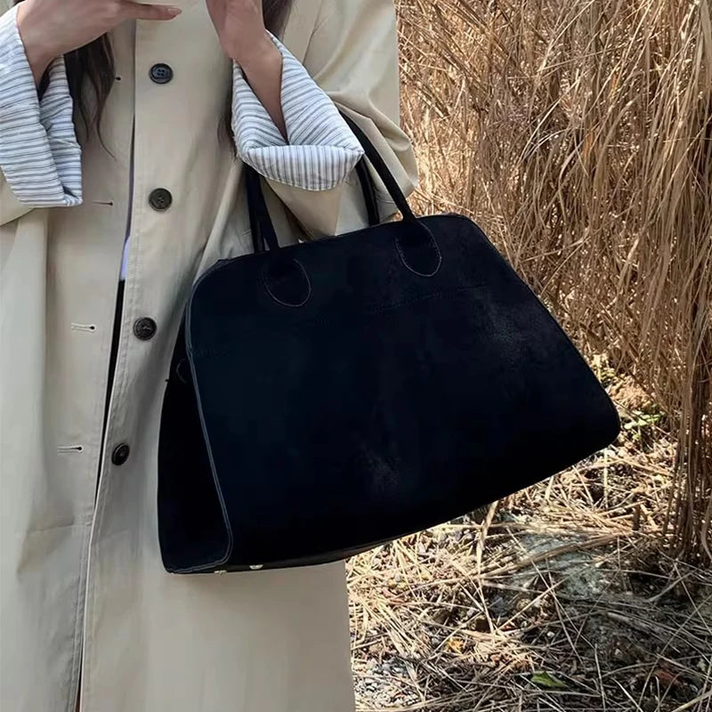 Suede Tote Bag High Quality Designer Luxury Boston Large Handbag Winter Vintage Women's Shoulder Bags