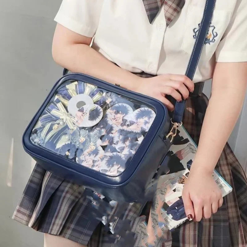 apanese High School Girls Crossbody Bags PU JK Handbags Transparent Itabag Women New bags Leather Shoulder Bag Bolso