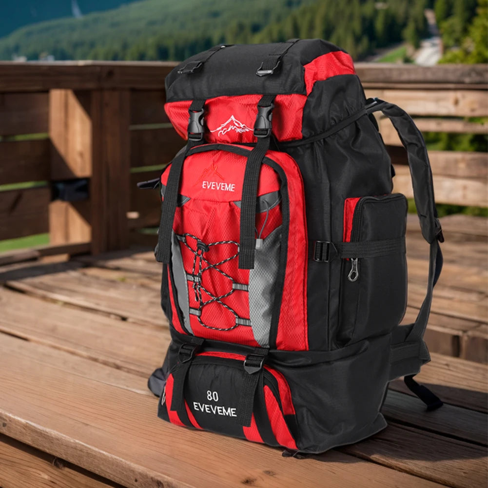 80L Climbing Backpack Large Capacity Fishing Backpack Adjustable Strap Mountain Climbing Rucksack for Outdoor Sports