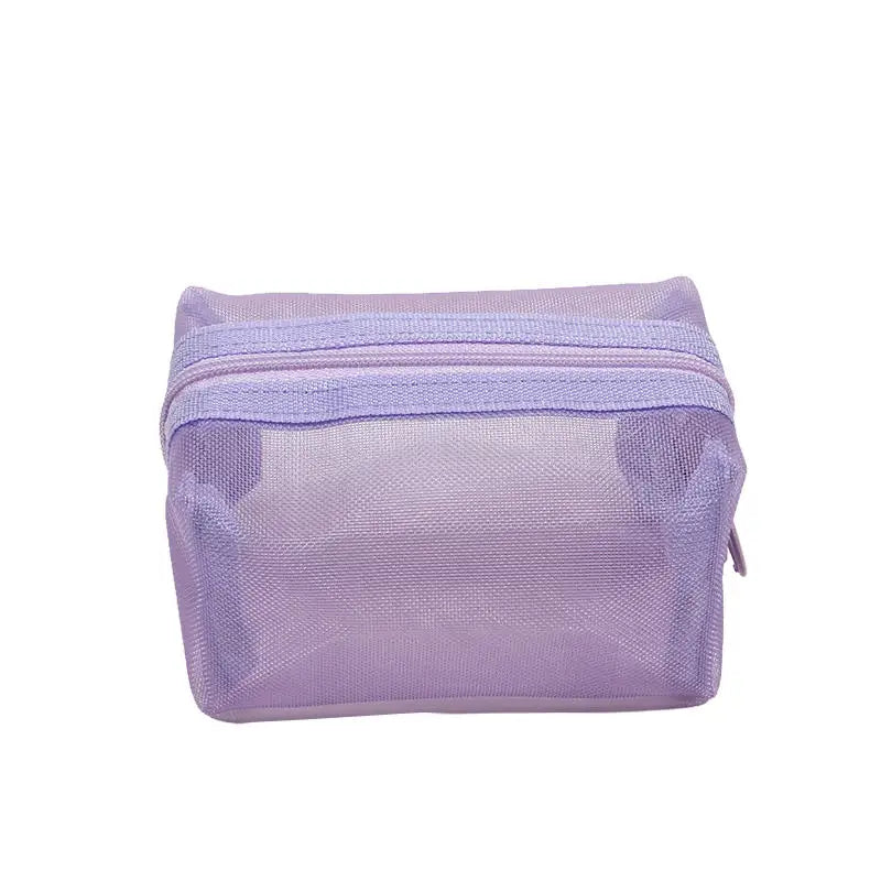Mini Clear Nylon Mesh Cosmetic Bags Cute Women Small Lipstick Makeup Bags Pouch Data Line Key Earphone Organizer Case