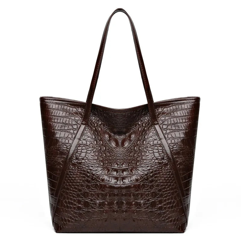 Simple Versatile Crocodile Print Tote Bag Large Capacity Fashion Handbag Vintage Design Shoulder Women's Bag