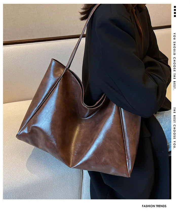 Retro PU Women's Handbag, Large Capacity Handbags Shoulder Bag, Street Leisure Shopping Tote Bag Bags, Suitable for Daily Use