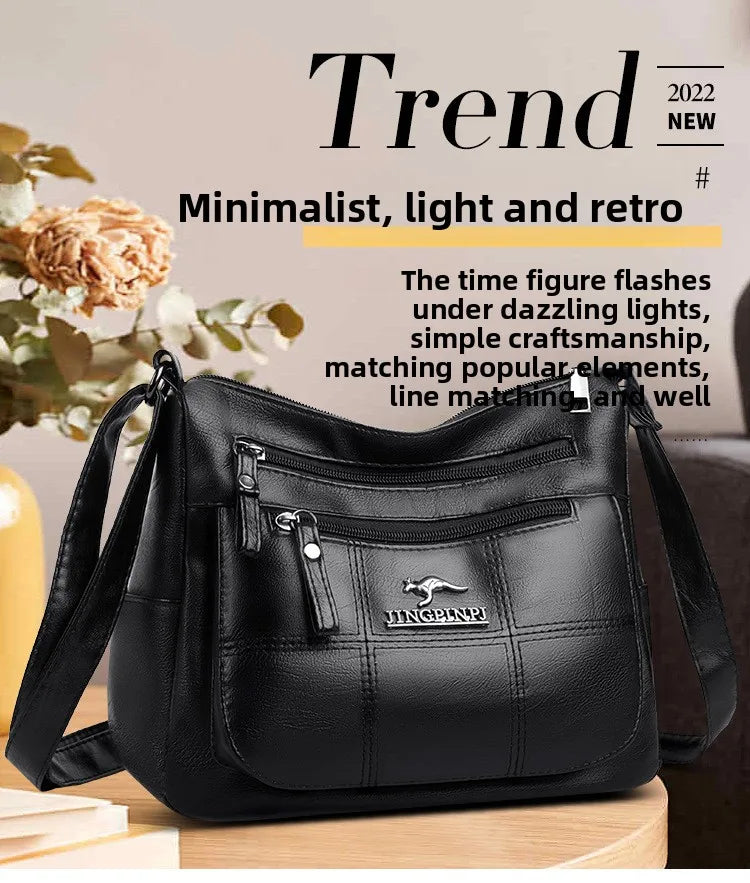 Solid Color PU Leather Single Shoulder Bag, Multi Compartment Pocket Daily Women's Cross Body Bags, Large Capacity Women's Bag.