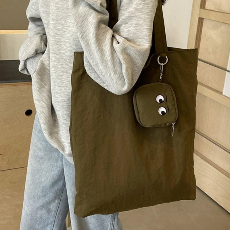 High Color Value Fshion Trend Embroidery Color Cloth Bag Cute Foldable Storage Bag Daily Casual  All-Match Shoulder Bag