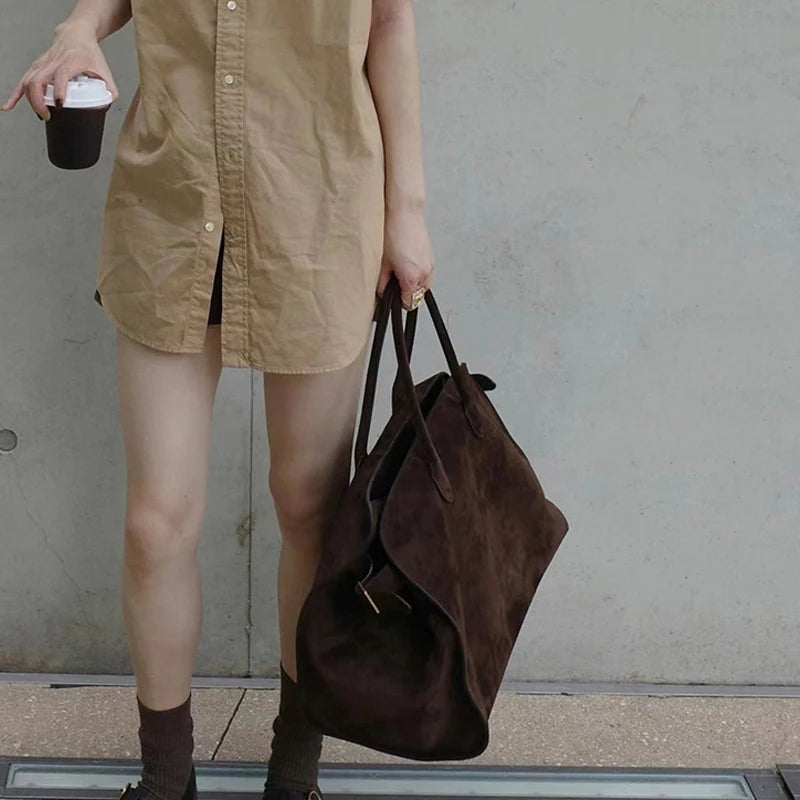 Tote Bag Women's New Autumn and Winter High-end Niche Design Large-capacity Shoulder Bag Retro Commuter Handbag