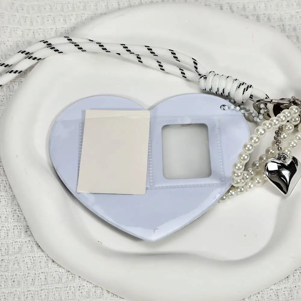 Y2K Red Heart 2 Inch Photo Card Holder Idol Photo Protective Display Sleeves INS Stationery Photo Frame New Bag Pendant Jewelry