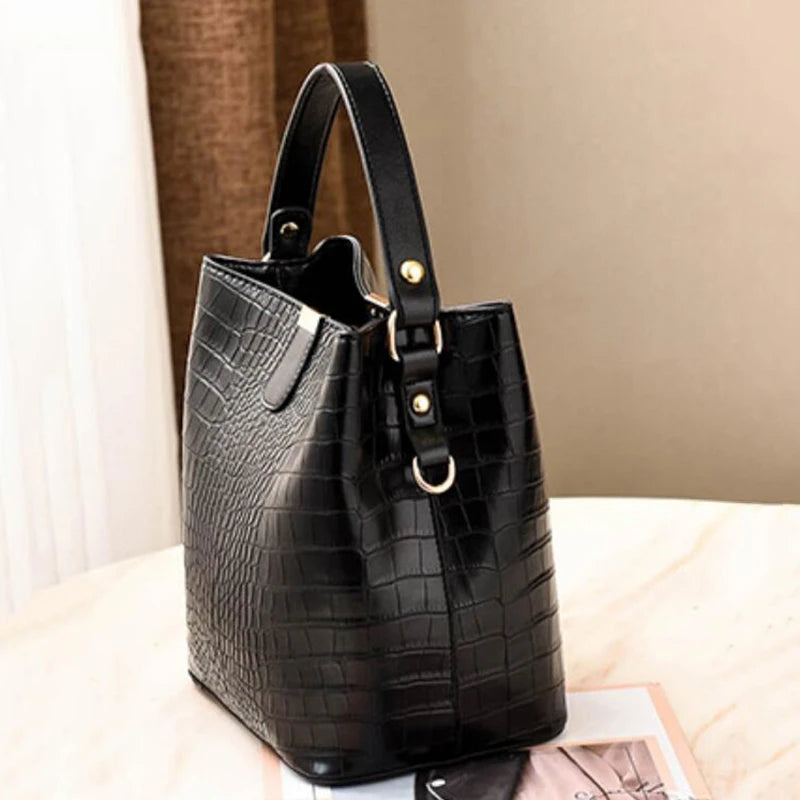 Crocodile Pattern Bucket Shoulder Bag For Women Fashion Brands Female Handbag Large Capacity Lady Crossbody Bag Handbag Purse