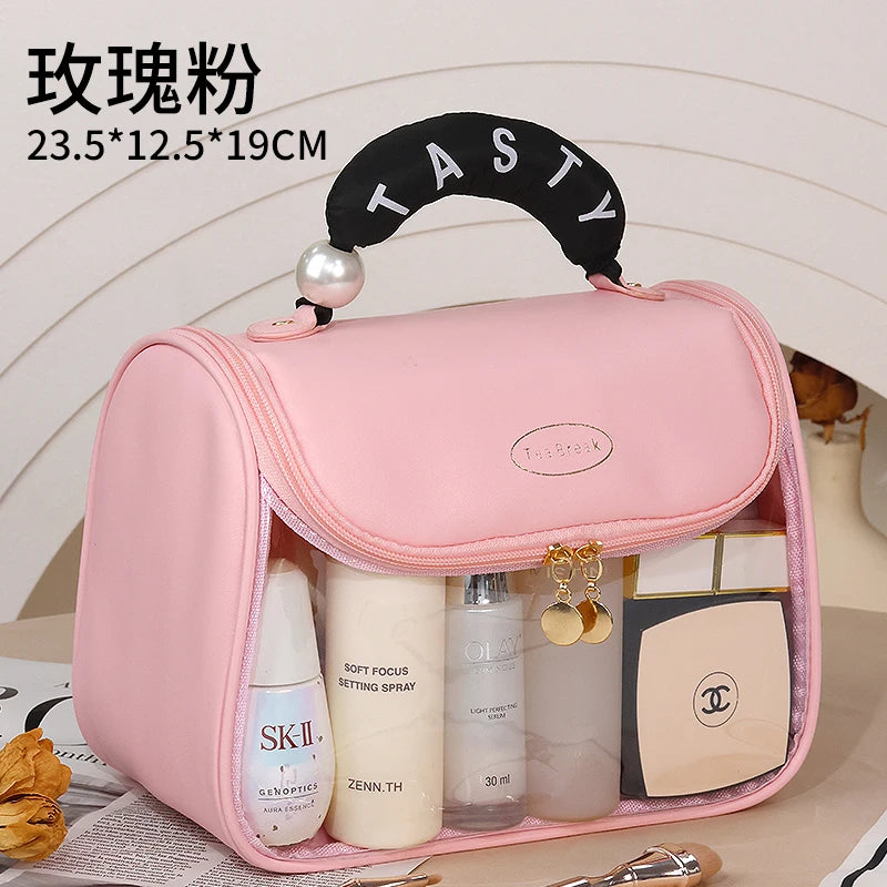 New Hooked Toilet Bag Transparent PVC Makeup Bag Large Capacity Hanging Storage Bag Travel Portable Handbag