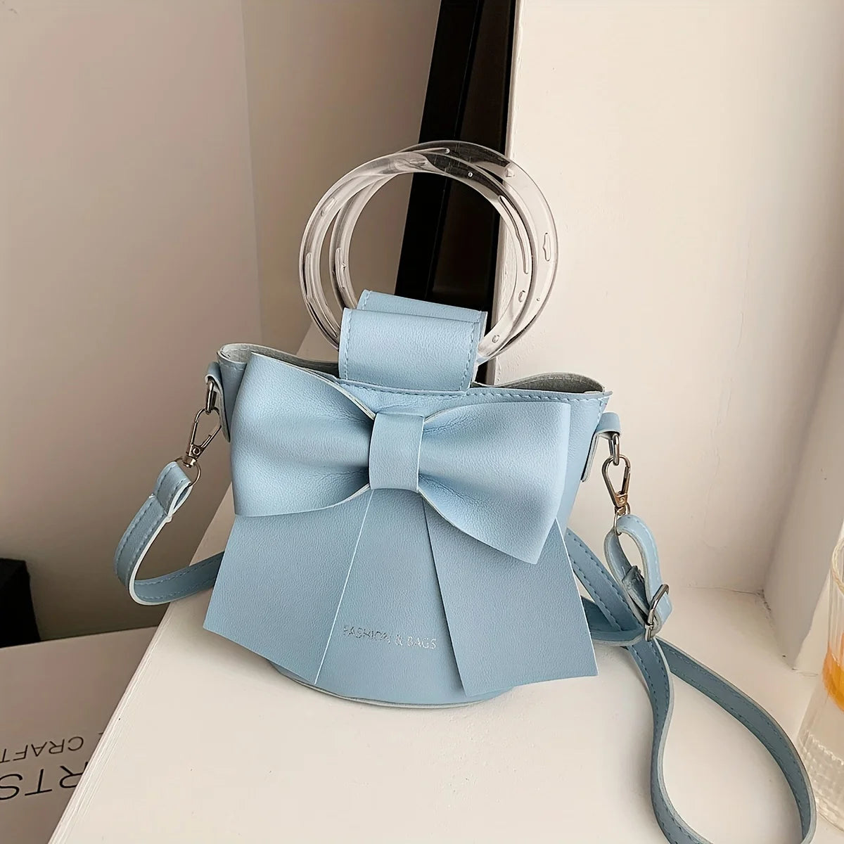 Stylish Women's Bucket Bag with Detachable Strap and Elegant Bow Accent Casual Shoulder Crossbody Bag, Summer Handbag Purse