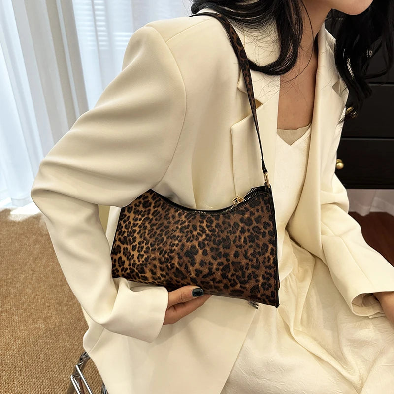 Fashion Zebra Leopard Print Women Handbag PU Leather Underarm Shoulder Bags Female Daily Totes Purse