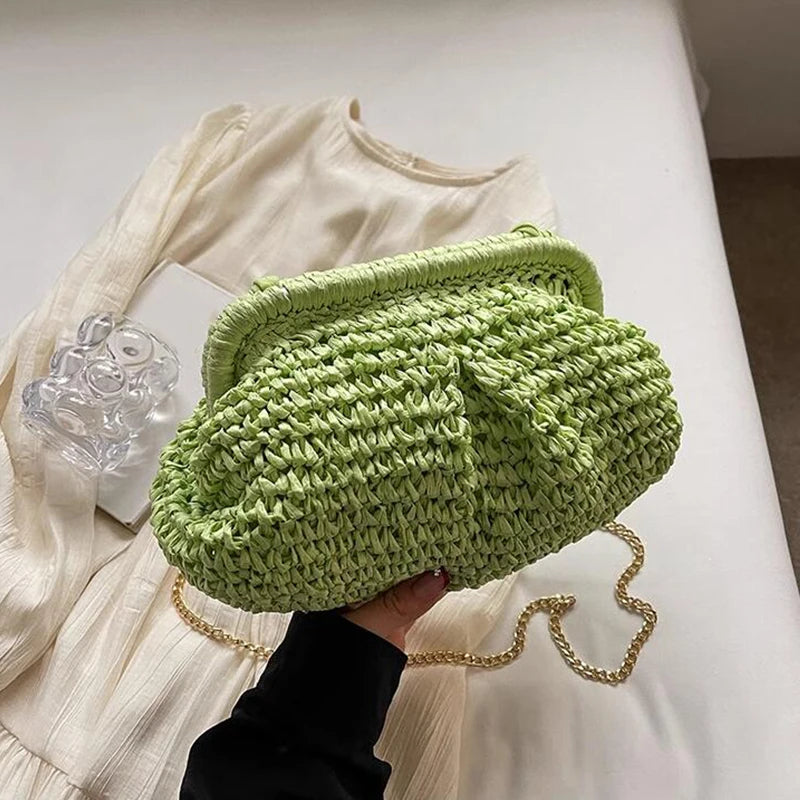 Summer New Straw Weaving Crossbody Bag Fashionable and Casual Shell Bag Women's Shoulder Bag with Excellent Texture