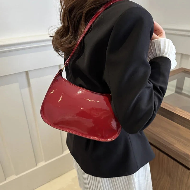 Retro Solid Color PU Leather Shoulder Bag Fashion Women's Handbags Casual Designer Hobos Underarm Bag, Suitable for Daily Use