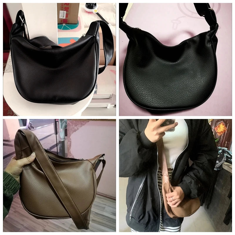 Solid Color Hobos Bag For Women Large Capacity Travel Crossbody Bag Female Half Moon Shoulder Bag Ladies Daily Fanny Packs