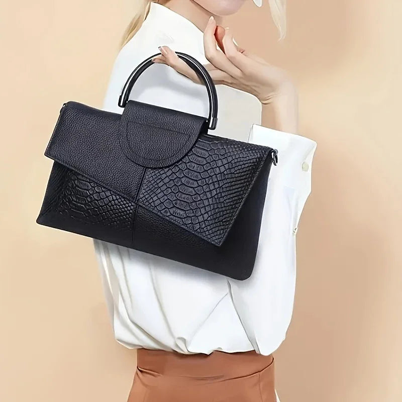 Stylish PU Synthetic Leather Women's Shoulder Crossbody Bag Fashion Casual Dinner Wedding Alligator Pattern Flap Handbag Purse