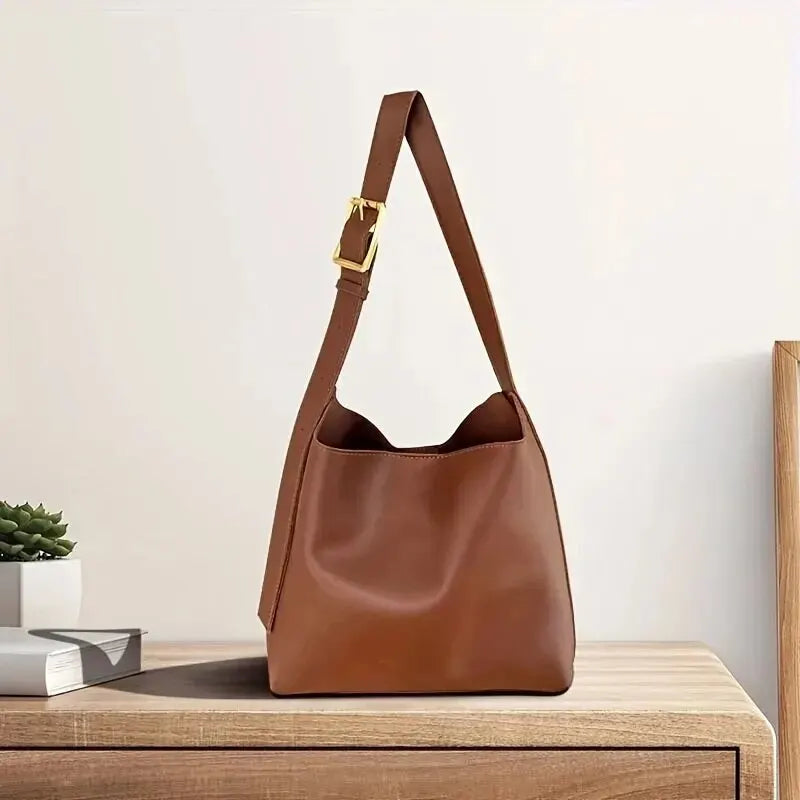 1Pcs All-Match Women Shoulder Bag Solid Fashion Handbag Crossbody Bag Women's Minimalist PU Leather Bag For Work