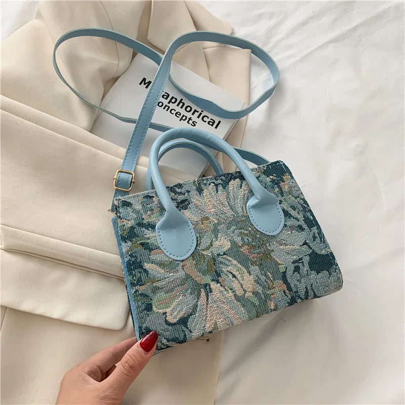 Luxury Design Mini Handbags Women's Totes Fashion Ladies Large Capacity Monet's Garden Oil Painting Canvas Shoulder Shopper Bag