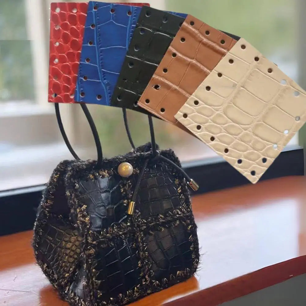 10pcs DIY Crocodile Perforated Leather Bag Surface Handmade Knit Bag Accessories DIY Knitting Handbag Shloulder Bag Parts Kit