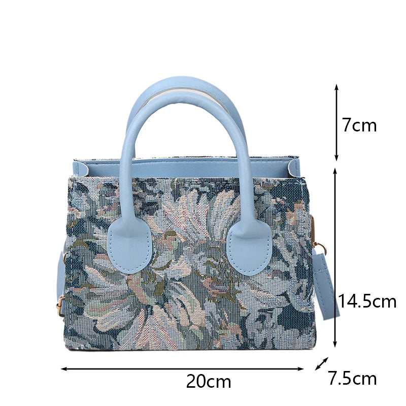 Luxury Design Mini Handbags Women's Totes Fashion Ladies Large Capacity Monet's Garden Oil Painting Canvas Shoulder Shopper Bag