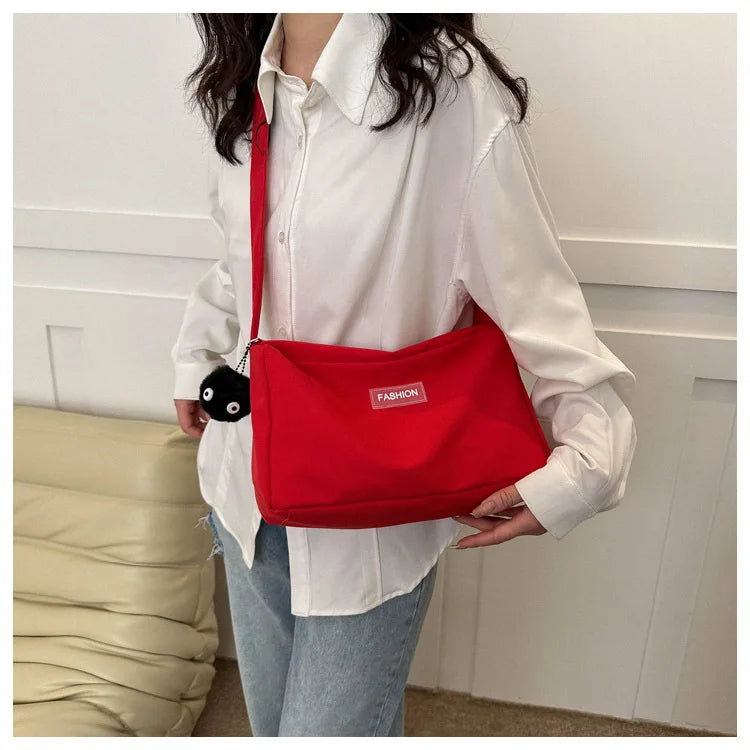 Fashion Crossbody Bag with Round Small Pouch, Versatile Stylish Lightweight Oxford Shoulder Bag for Women Daily Use Work Travel