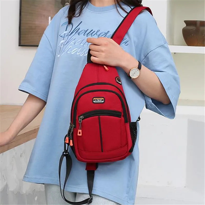Women Nylon Sling Bag - Adjustable Strap, Multi-Pocket Crossbody Chest Pack for Men Travel & Sports for Daily Commute