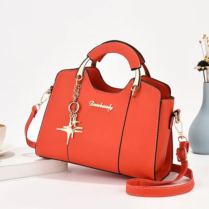 Stylish texture star pendant women's simple casual shoulder crossbody handbag