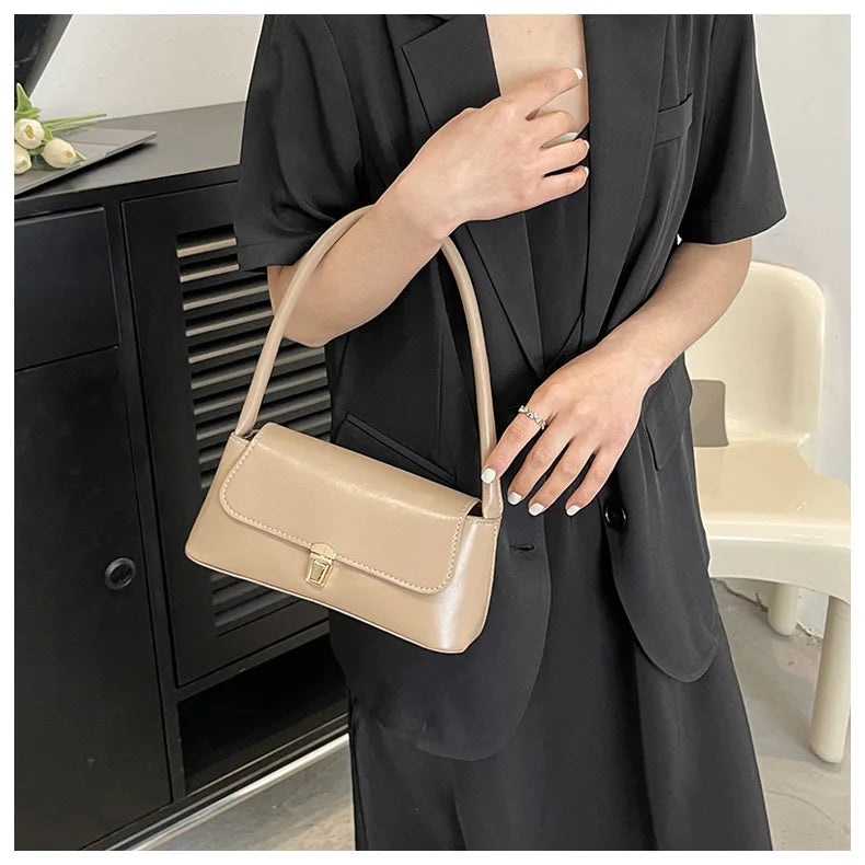 Women's Shoulder Bag Handbag Retro Underarm Bag Fashion Simple Solid Color New Hand Shoulder Bag