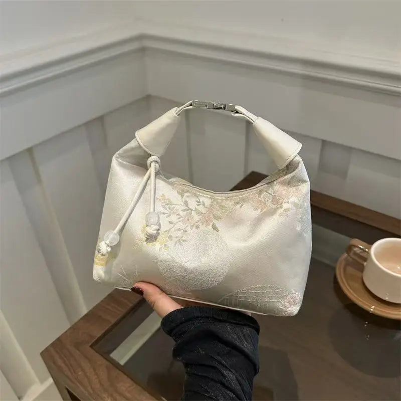 Fashionable Chinese Handbags Fashion Trend Single Shoulder Bag Light Simple Crossbody Bag Random Printed Satin Women's Tote Bag