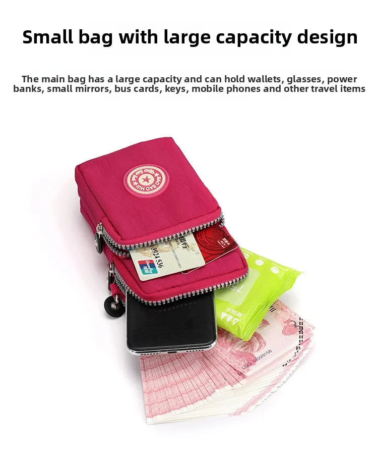 Sports Arm Bag, Women Mobile Phone Bag Running Messenger Purse Wallet, Women's Shoulder Cross Body Bags Multi Layer Zipper Pouch