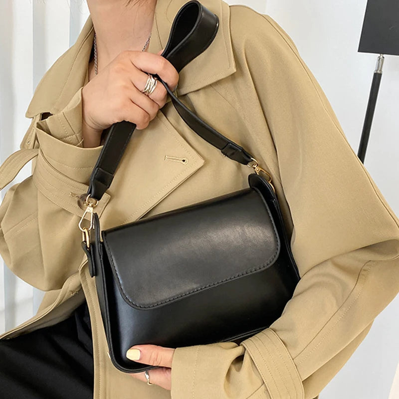 Trendy Fashion Flap Shoulder Bag For Women PU Leather Underarm Bags Designer Solid Color Armpit Handbag and Purse Girls Totes sa