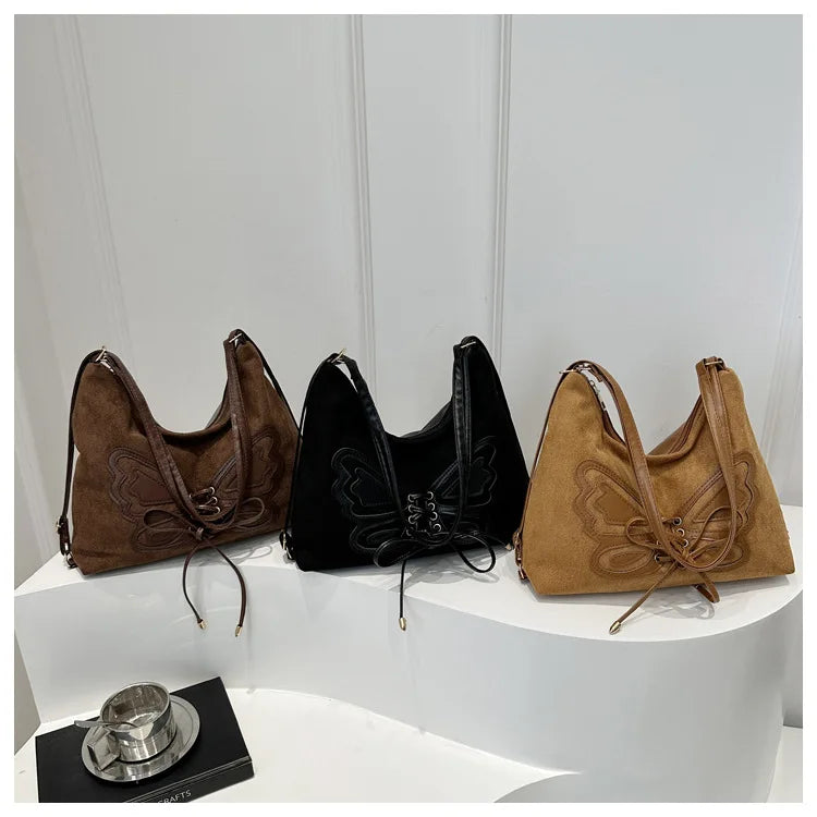 Large Capacity Bow Tie Backpack, New Retro Single Handbag Shoulder Messenger Bag, High Grade Matte Leather Tote Cross Body Bags