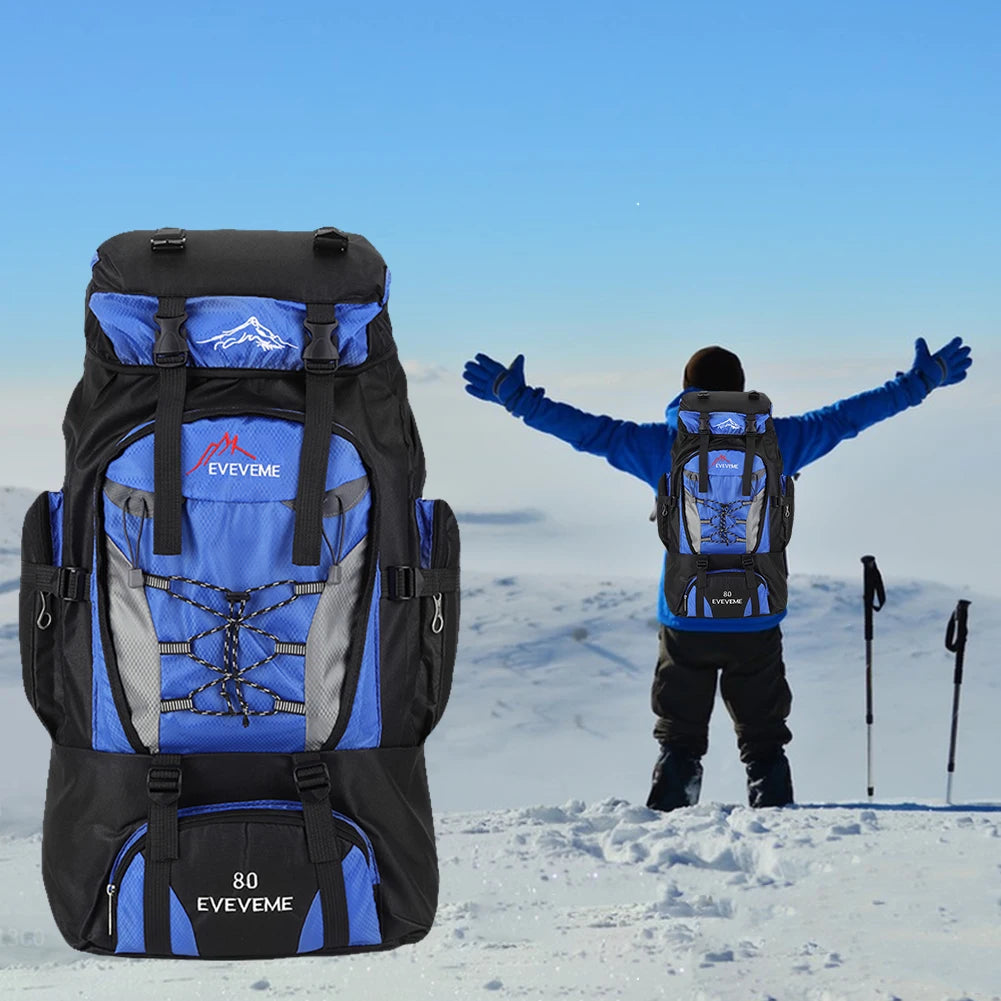 80L Climbing Backpack Large Capacity Fishing Backpack Adjustable Strap Mountain Climbing Rucksack for Outdoor Sports
