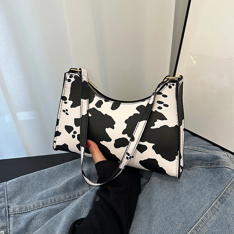 Fashion Zebra Leopard Print Women Handbag PU Leather Underarm Shoulder Bags Female Daily Totes Purse