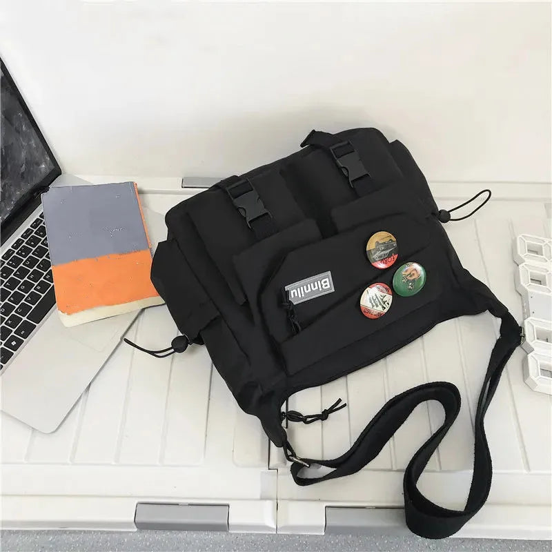 Preppy Casual Nylon Crossbody Bag For Men And Women Teenager Messenger Bag, Outdoor Student Commuter Shoulder Bag For Daily Use