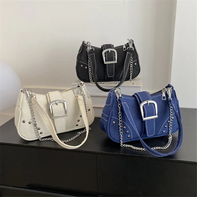 Simple Retro Underarm Bag Fashionable Trend Casual Shoulder Bag Canvas Casual Texture Crossbody Bag for Women