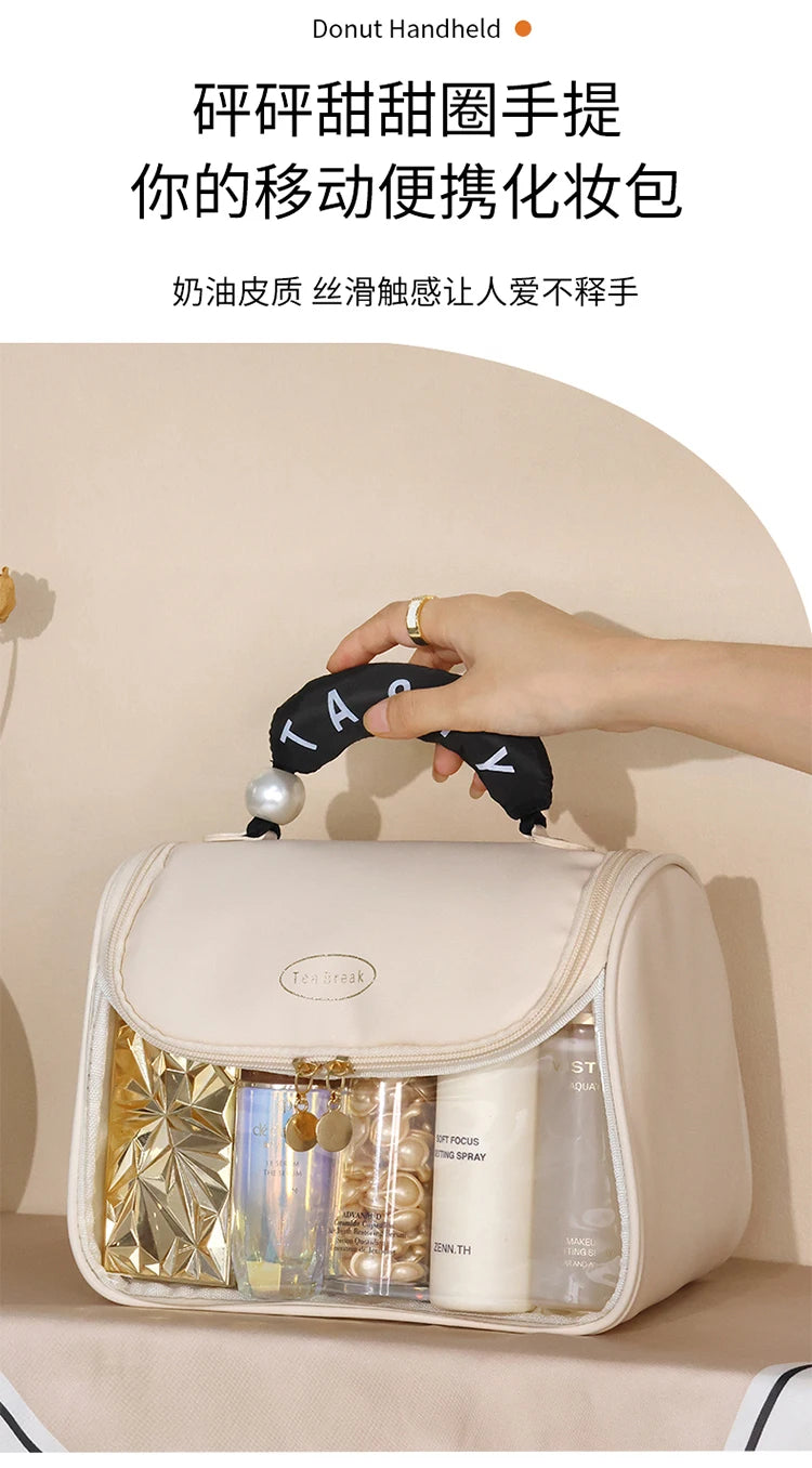 New Hooked Toilet Bag Transparent PVC Makeup Bag Large Capacity Hanging Storage Bag Travel Portable Handbag