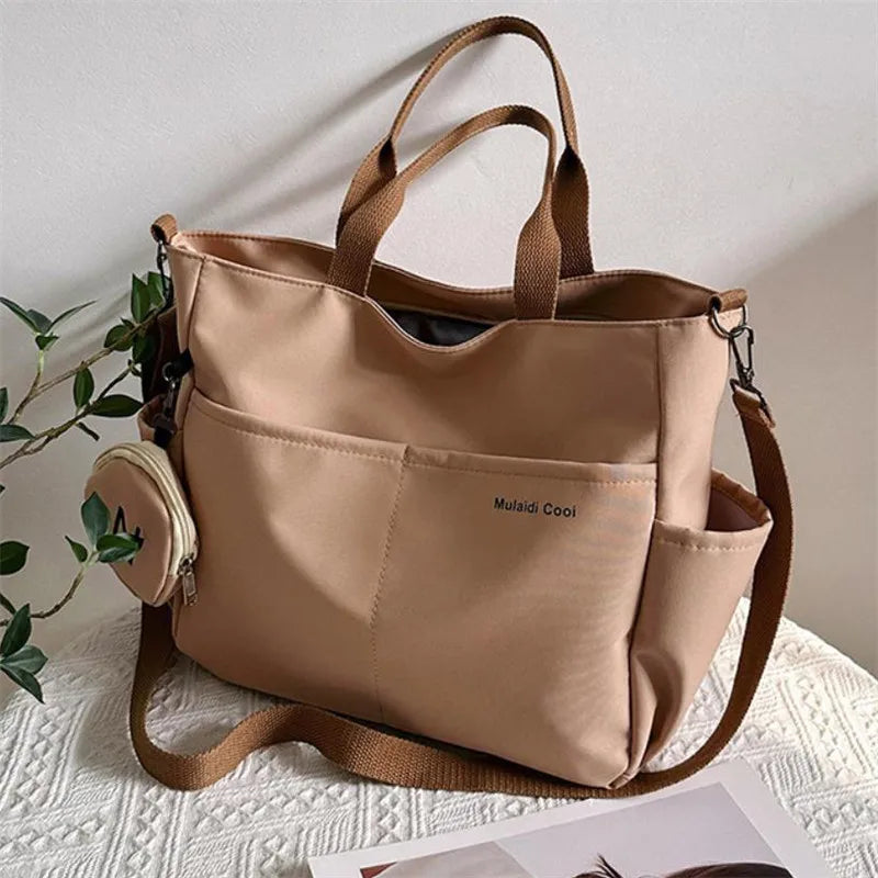 Oxford Design Double Sided Pocket Tote Bag Teen Women Large Capacity Handbag Single Shoulder Crossbody Bag with Round Coin Purse