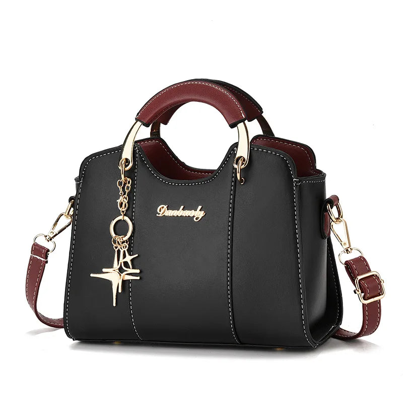 Stylish texture star pendant women's simple casual shoulder crossbody handbag