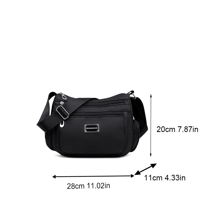 Multi-layer Nylon Shoulder Bag, Waterproof Multi-pocket Zipper Bag, Lady Messenger Bag ,Designer Crossbody Bag