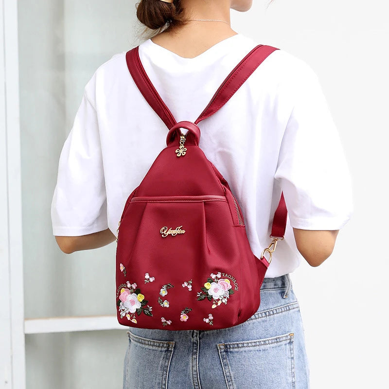 Waterproof Oxford Women Backpack Fashion Casual Embroidery Bag Designer Female Large Capacity Travel Handbag Shopping Knaps