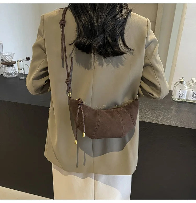 Fashionable Croissant Shape Women's Bag, Casual Simple Crossbody Shoulder Bags for Women Daily Use Commuting Phone Bag,Pockets