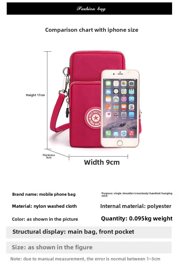 Sports Arm Bag, Women Mobile Phone Bag Running Messenger Purse Wallet, Women's Shoulder Cross Body Bags Multi Layer Zipper Pouch