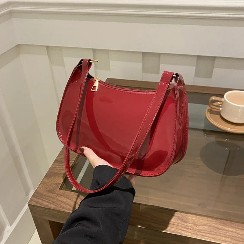 Retro Solid Color PU Leather Shoulder Bag Fashion Women's Handbags Casual Designer Hobos Underarm Bag, Suitable for Daily Use