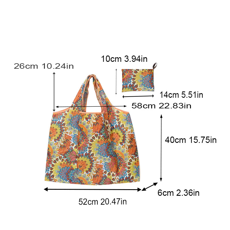 Versatile Folding Shopping Bag, Large Capacity Travel Tote Bag, Waterproof Shoulder Storage Bag,Fashion Reusable Grocery Bag