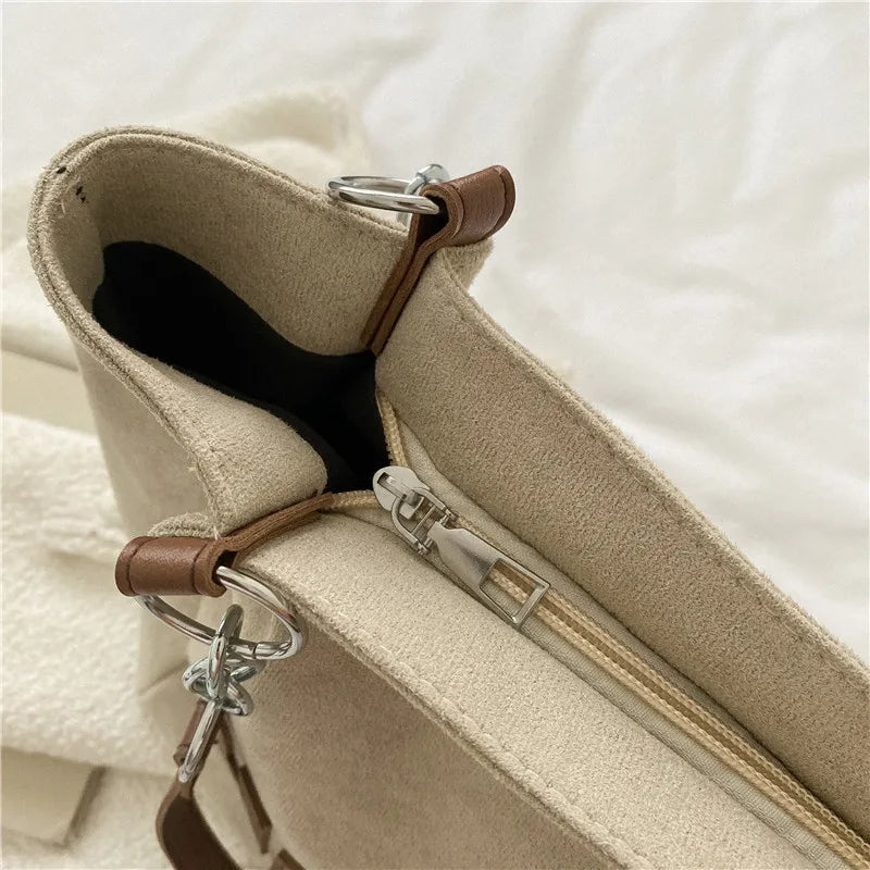 Stylish Tote Bag, Nubuck Pu Letter HOOTO Design for Women Handbag Shoulder Bag, Large Capacity Nylon leisure Travel Shopping Bag