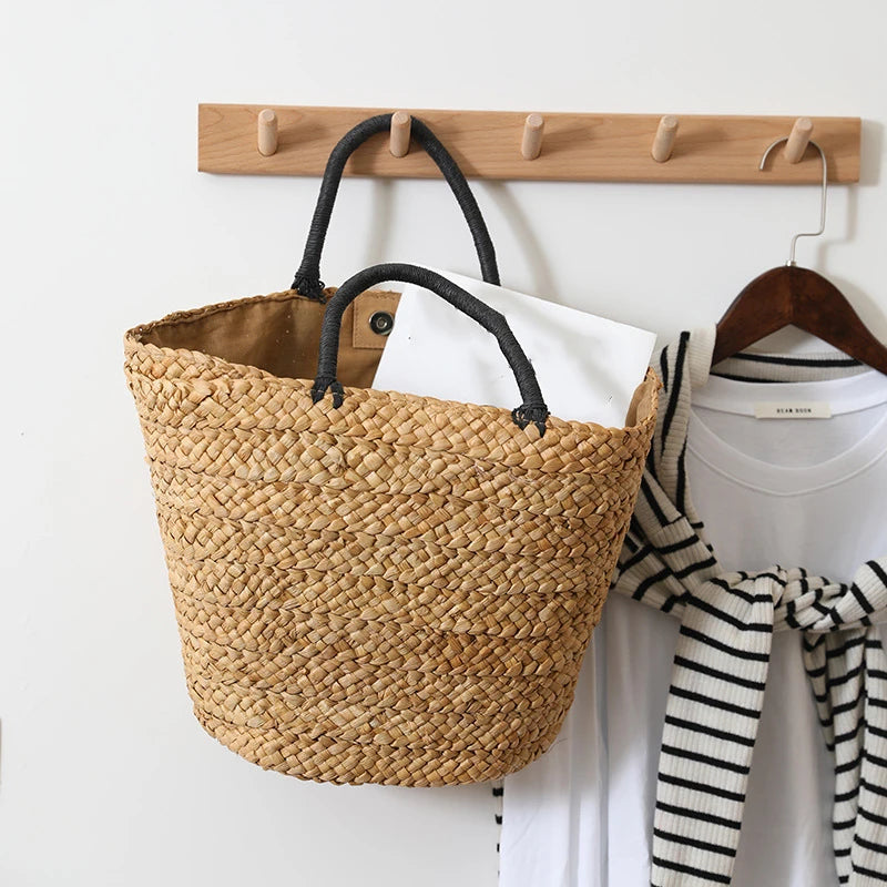 Bohemian Large Capacity Beach Women's Straw Bag Stylish Minimalist Handbag Hand Woven Designer Female Shoulder Bag