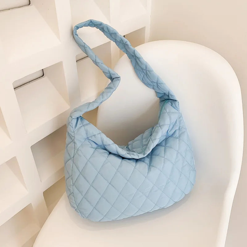 Women's Vintage Nylon Shoulder Underarm Bag Female Casual Waterproof Crossbody Hobo Bags For Lady Quilted Large Capacity Handbag