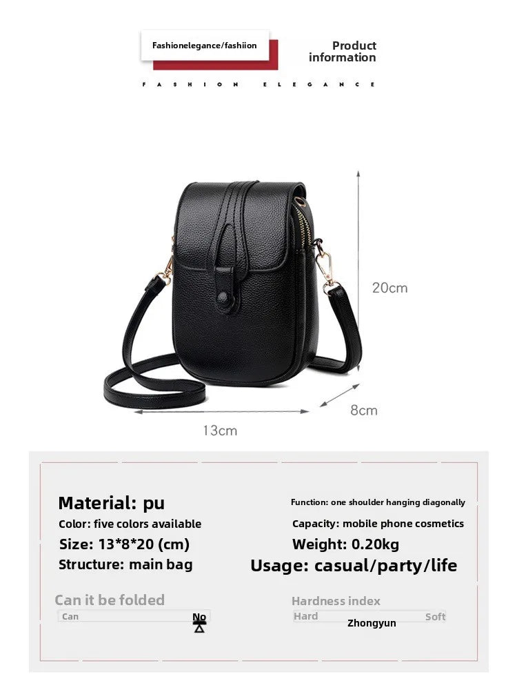 Mini Multifunctional Leather Shoulder Bag for Cellphone/Sport Cross Bags with Headphone Jack, Multi Layer Women's Bag with Cover