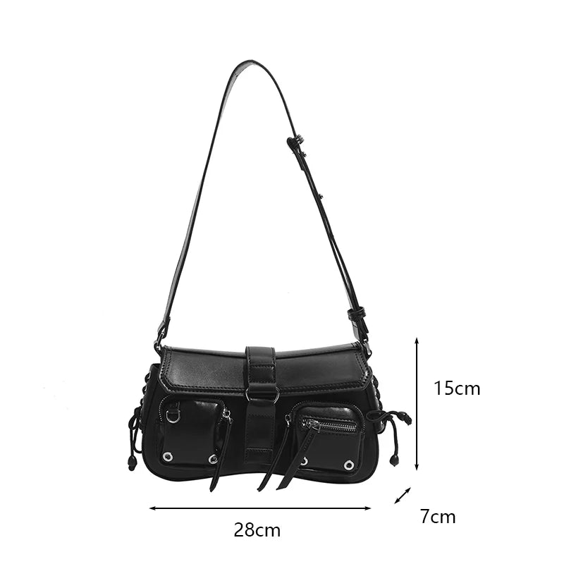 Gothic Punk Cool Women's Underarm Bag Girls Shoulder Crossbody Bags Fashion Design PU Leather Female Vintage Small Handbags Tote