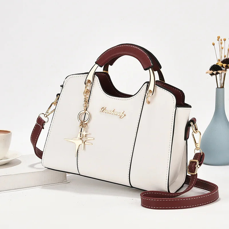 Stylish texture star pendant women's simple casual shoulder crossbody handbag