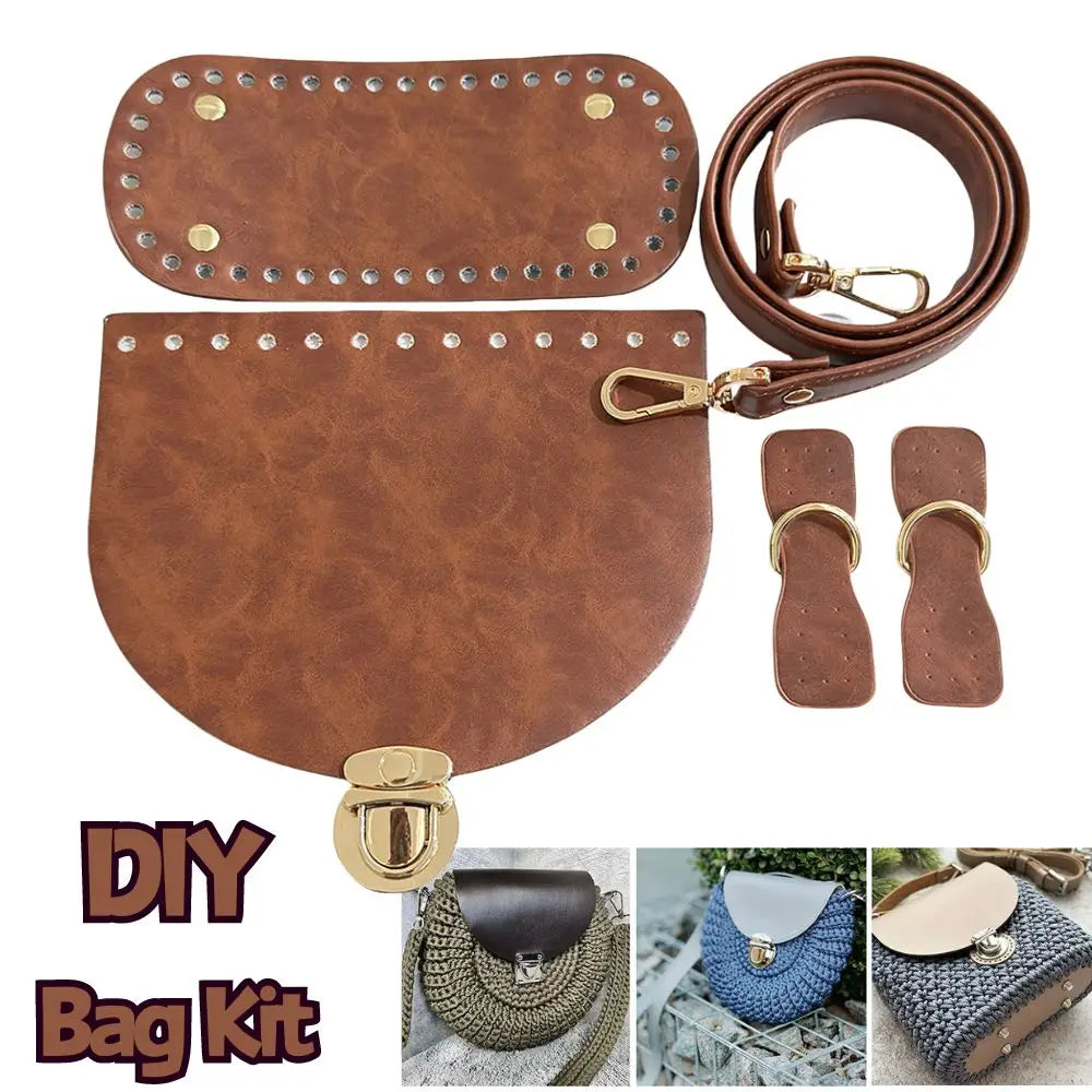 Hot Sale 1Set Accessories For Handbags 5pcs Diy Crochet Bag Kit Handmade Bag Bottom New Diy Leather Bag Strap For Making Bags